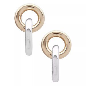 Ralph Lauren Circle Link Drop Earrings, Silver & Gold plated, New with Tag